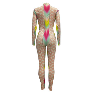 Multi-color Printed Sexy Nude Fitting Clubbing Jumpsuit #Nude #Printed SA-BLL55581-3 Women's Clothes and Jumpsuits & Rompers by Sexy Affordable Clothing