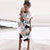 Printed V-Neck Short Sleeve Midi Dress #Romper # SA-BLL36184 Fashion Dresses and Midi Dress by Sexy Affordable Clothing