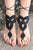 Black Triangle Floral Crochet Barefoot SandalsSA-BLL98001-1 Accessories and Sexy Anklets by Sexy Affordable Clothing