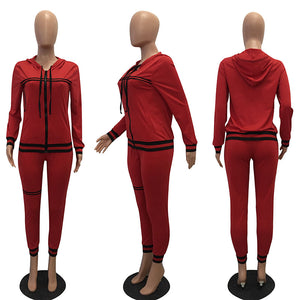 Trendy Zipper Up Casual Pantsuit With Hooded #Tracksuit #Two Piece #Hooded SA-BLL28018-3 Sexy Clubwear and Pant Sets by Sexy Affordable Clothing