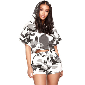 Camouflage Mila Athleisure Set - Grey #Two Pieces #Camo #Hoodie SA-BLL282595 Sexy Clubwear and Pant Sets by Sexy Affordable Clothing