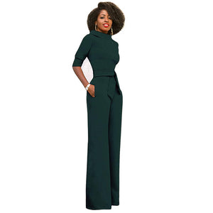 Sexy Women Half Sleeve Belt Solid Casual Jumpsuit #Green SA-BLL55193-5 Women's Clothes and Jumpsuits & Rompers by Sexy Affordable Clothing