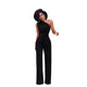 One Shoulder Tunic Belted Jumpsuits #Jumpsuit #Black SA-BLL55395-5 Women's Clothes and Jumpsuits & Rompers by Sexy Affordable Clothing