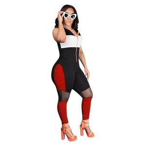 Sportive Contrast Hooded Jumpsuit #Sleeveless #Zipper #Hooded SA-BLL55536-1 Women's Clothes and Jumpsuits & Rompers by Sexy Affordable Clothing