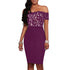 Purple Strapless Lace Printed Dresses #Purple #Strapless