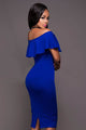 Ocala Blue Off-The-Shoulder Ruffle Dress  SA-BLL36132-1 Fashion Dresses and Midi Dress by Sexy Affordable Clothing