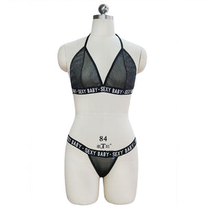 Perspective Letter Sexy Underwear Set #Lace #Black #Letter SA-BLL32624 Sexy Lingerie and Bra and Bikini Sets by Sexy Affordable Clothing