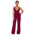 Straps Halter Women's Wide Leg Jumpsuits #Straps #Claret #Deep-V SA-BLL55514-5 Women's Clothes and Jumpsuits & Rompers by Sexy Affordable Clothing