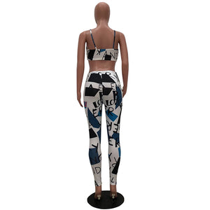 Print Sexy Fitting Bra Top and Pants #Two Pieces #Print SA-BLL282649-1 Sexy Clubwear and Pant Sets by Sexy Affordable Clothing