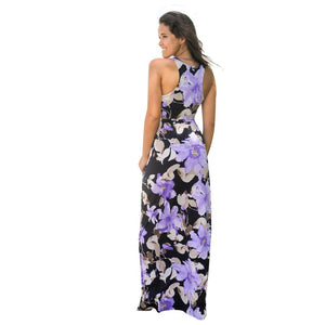 Navy and Lilac Floral Print Maxi Dress #Maxi Dress #Floral Print Maxi Dress SA-BLL51426-2 Fashion Dresses and Maxi Dresses by Sexy Affordable Clothing