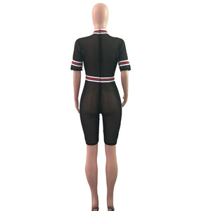 Sexy Black Mesh See Through Romper #Short Sleeve #Mesh SA-BLL8070 Women's Clothes and Jumpsuits & Rompers by Sexy Affordable Clothing