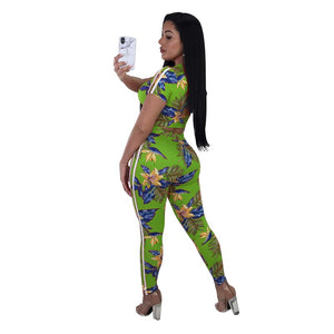Casual Hooded Collar Floral Printed Two-Piece Pants Set #Short Sleeve #Two Piece #Hooded #Print SA-BLL282449-1 Sexy Clubwear and Pant Sets by Sexy Affordable Clothing