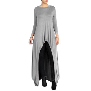 Plain Color High-Low Long Top #Grey #Bat SA-BLL491-1 Women's Clothes and Blouses & Tops by Sexy Affordable Clothing