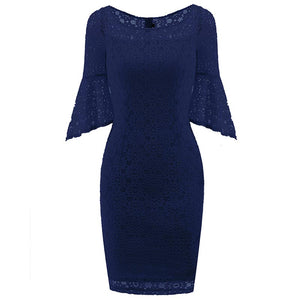 Hollow Out Plain Lace Bell Sleeve Bodycon Dress #Bodycon Dress #Lace Dress SA-BLL2037-1 Fashion Dresses and Bodycon Dresses by Sexy Affordable Clothing