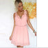 New Lace Chiffon Sleeveless Short Mini Dress #Mini Dress #Pink
