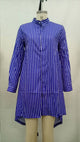 Lightweight Button Down Long Sleeve Striped Collarless Shirt Dress #Striped #Collarless #Irregular SA-BLL282562-2 Sexy Clubwear and Club Dresses by Sexy Affordable Clothing
