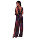 Janine Black Print Plunging V-Neck Slit Legs Jumpsuit #Black SA-BLL55329-1 Women's Clothes and Jumpsuits & Rompers by Sexy Affordable Clothing