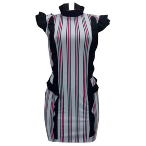 Sleeveless Stripped Bodycon Dress With Ruffles #Sleeveless #Ruffles #Stripe SA-BLL282470-2 Fashion Dresses and Bodycon Dresses by Sexy Affordable Clothing