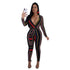 Colorful Sexy Strippes Deep-V Jumpsuit #Jumpsuit #Stripe #V-Neck