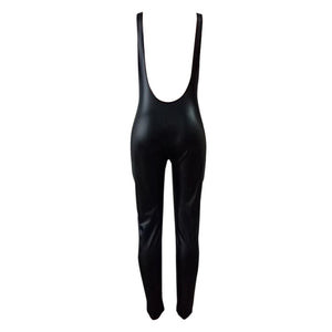 Black PU Low Back Sexy Vest Jumpsuit #Jumpsuit #Black SA-BLL55406 Women's Clothes and Jumpsuits & Rompers by Sexy Affordable Clothing