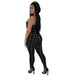 Printed Grid Two Pc Sets Rompers #Black #Two Piece SA-BLL28151-1 Sexy Clubwear and Pant Sets by Sexy Affordable Clothing