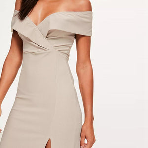 Grey Bardot Frill Maxi Dress #Maxi Dress #Grey #Evening Dress SA-BLL5046 Fashion Dresses and Evening Dress by Sexy Affordable Clothing