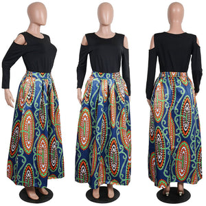 African Print Thicken Long Sleeve Blouse and Long Skirt #Long Sleeve #Two Piece #Print #Dashiki #African SA-BLL2435-5 Sexy Clubwear and Skirt Sets by Sexy Affordable Clothing