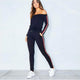 Lorren Black Off Shoulder Striped Jumper Loungewear Set #Black #Pant Sets SA-BLL2059-2 Sexy Clubwear and Pant Sets by Sexy Affordable Clothing