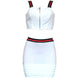 Sleeveless Square Neck Zipper Crop Top & Mini Skirt Set #White #Two Pieces #Sleeveless #Zipper SA-BLL282586 Sexy Clubwear and Pant Sets by Sexy Affordable Clothing