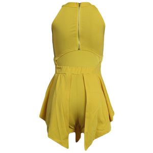 Round Neck Patchwork One-piece Short Romper #Yellow #Round Neck #Irregular SA-BLL55518-4 Women's Clothes and Jumpsuits & Rompers by Sexy Affordable Clothing