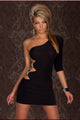 GOGO Sexy One Arm Mini Club Dress Black  SA-BLL2487-3 Sexy Clubwear and Club Dresses by Sexy Affordable Clothing