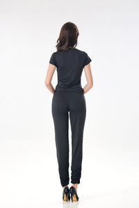 Hottie Little Black Cut-out Short Sleeves Tops and Pants #Black #Short Sleeve #Two Piece SA-BLL1410 Sexy Clubwear and Pant Sets by Sexy Affordable Clothing