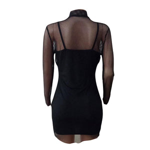 Sexy Black Mesh Mini Dress Split Two Pieces #Black SA-BLL27687 Fashion Dresses and Mini Dresses by Sexy Affordable Clothing