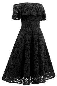 Lace Cocktail Off Shoulder Party Bridesmaids Prom Dresses #Midi #Prom Dresses #Black SA-BLL36175-1 Fashion Dresses and Midi Dress by Sexy Affordable Clothing