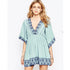 New Stock V-Neck Short Sleeve Slip Beach Dress #Beach Dress #Blue