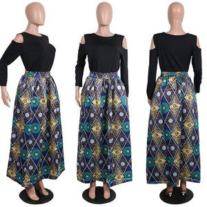 African Print Thicken Long Sleeve Blouse and Long Skirt #Long Sleeve #Two Piece #Print #Dashiki #African SA-BLL2435-3 Sexy Clubwear and Skirt Sets by Sexy Affordable Clothing