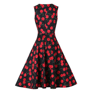 Printed Front Buttoned Vintage Dress #Red #Black SA-BLL36187-1 Fashion Dresses and Skater & Vintage Dresses by Sexy Affordable Clothing
