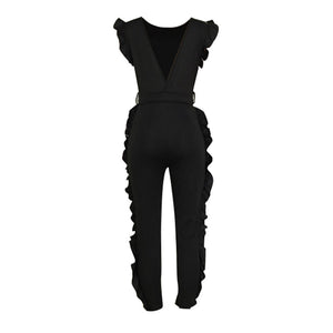 Open Back Ruffled Sleeveless Belted Jumpsuit #Sleeveless #Ruffled SA-BLL55569-3 Women's Clothes and Jumpsuits & Rompers by Sexy Affordable Clothing