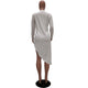 Long Sleeve Irregular T-shirt Dress #White #Long Sleeve #Irregular SA-BLL728-2 Women's Clothes and Blouses & Tops by Sexy Affordable Clothing