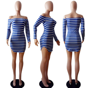 4 Colors Slim Striped Strapless Dress  SA-BLL28168-2 Fashion Dresses and Mini Dresses by Sexy Affordable Clothing
