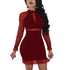 Cecilia Red Pearl Mini Dress #Red #Long Sleeve