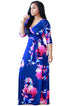 V Neck Patchwork High Waist Print Maxi Dress