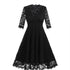 3/4 Sleeve Lace-stitching Evening Dress #Black #Swing Dress