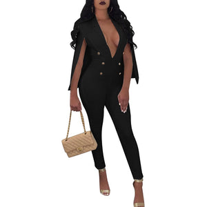 Kassandra Blazer Button Detail Jumpsuit #Jumpsuit #Black SA-BLL55382-2 Women's Clothes and Jumpsuits & Rompers by Sexy Affordable Clothing