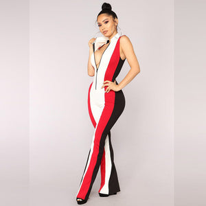 Push To Start Colorblock Jumpsuit - Black/Red #Jumpsuit #Sleeveless #Zipper #Mock Neck SA-BLL55442-2 Women's Clothes and Jumpsuits & Rompers by Sexy Affordable Clothing