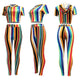 Easy To Love Colorful Striped Pant Set #Two Piece #Hooded #Striped SA-BLL282736 Sexy Clubwear and Pant Sets by Sexy Affordable Clothing