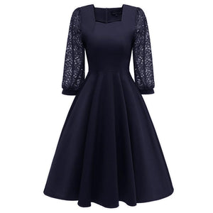 Sequare Neck A-Line Dress with Lace Sleeves #Lace #A-Line #Sequare Neck SA-BLL36135-3 Fashion Dresses and Midi Dress by Sexy Affordable Clothing