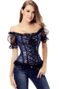 9 Plastic Bones Lace-Up Off The Shoulder Brocade Corset  SA-BLL42683-1 Sexy Lingerie and Corsets and Garters by Sexy Affordable Clothing