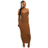 Casual V-Neck Short Sleeve Pencil Long Dresses #Brown #Short Sleeve #V-Neck