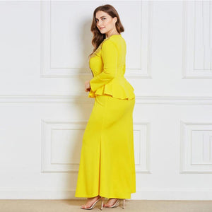 Plus Size Long Sleeve Double-Layered Women's Maxi Dress #Long Sleeve SA-BLL51427-1 Fashion Dresses and Maxi Dresses by Sexy Affordable Clothing